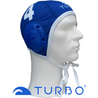 Turbo cap (size xs) blauw nummer 12 - turbowaterpolo
