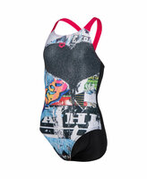 Arena G Swimsuit V Back Placement black-rose 14-15