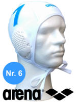 Arena waterpolocap wit nummer 6
