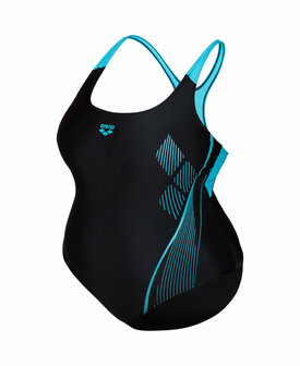 Arena W Swimsuit Swim Pro Back Graphic Plus black-martinica 1X