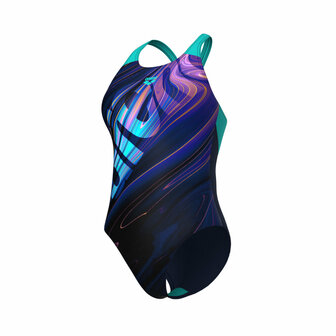 Arena W Flow Swimsuit V Back LB navy multi-water 46
