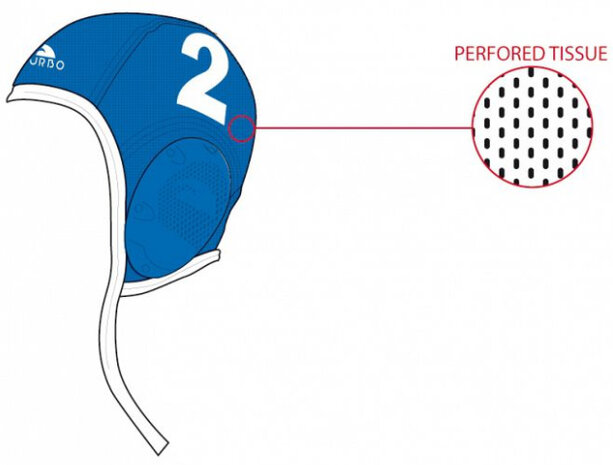 Turbo Waterpolo Cap blauw nummer 10 New Gen (luchtdoorlatend gaas stof)