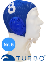 Turbo Waterpolo cap blauw nummer 5 New Gen (luchtdoorlatend gaas stof)