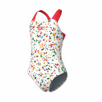 Arena G Confetti Swimsuit Swim Pro Back white-bright coral 8-9