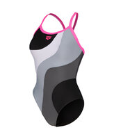Arena W Multi Slices Swimsuit Lightdrop Back black-white 42