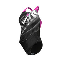 Arena W Flow Swimsuit V Back LB black multi-shocking pink 38